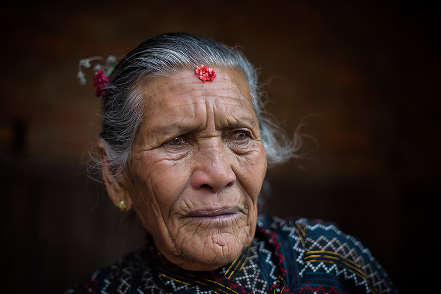 An old woman during the festival